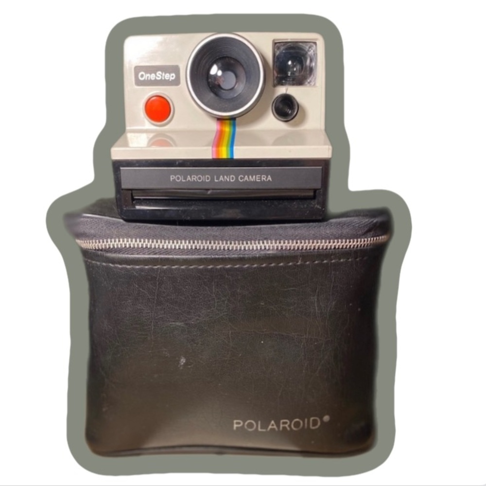 Vintage Polaroid OneStep SX-70 White/Rainbow Camera 1977 with case